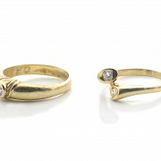 Two 18k gold and diamond rings