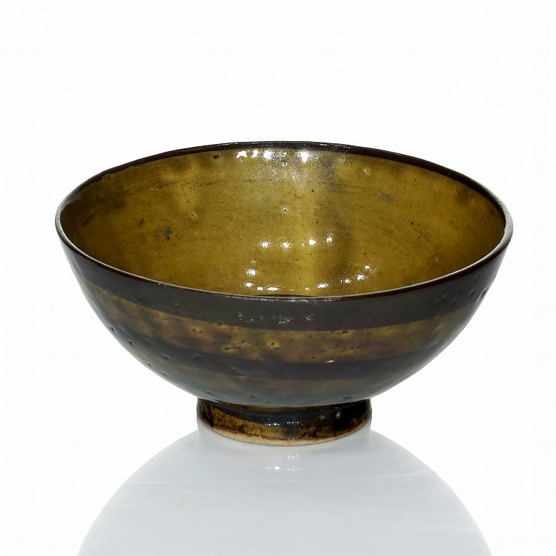 Cuenco de cerámica japonesa vidriada, S.XX