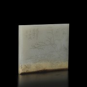 Placa de jade con paisaje y poema, dinastía Qing