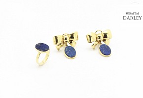 Set of ring and earrings in 18k yellow gold with lapis lazuli.