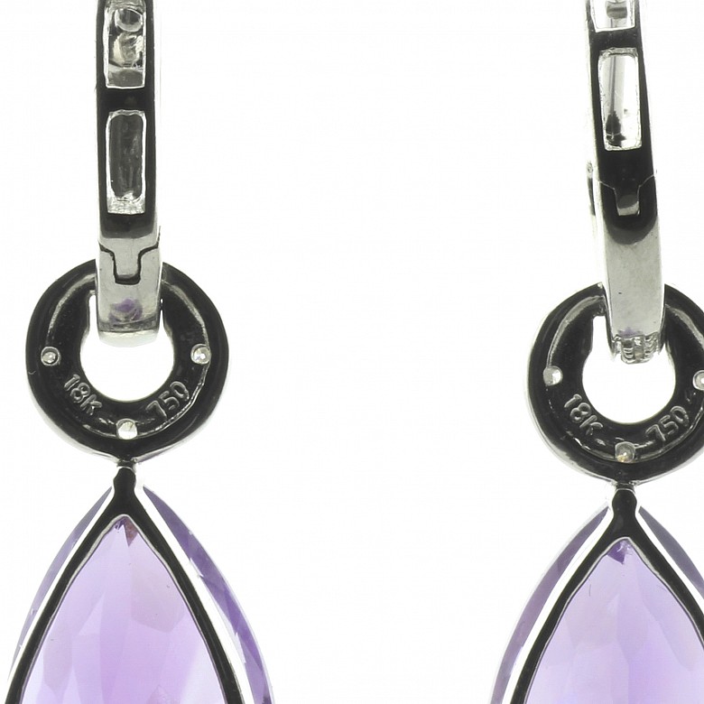 18k white gold with amethysts and diamonds earrings - 1