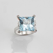 Bicolor ring in pink and white gold, topaz 9.55cts diamonds - 5