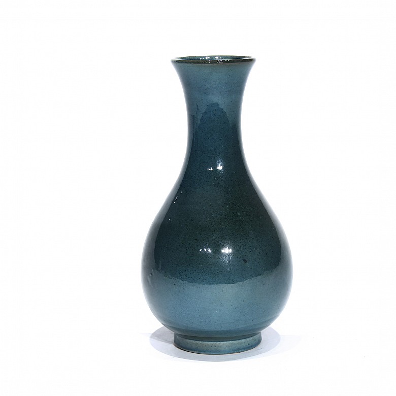 Jarrón chino vidriado en azul, s.XX