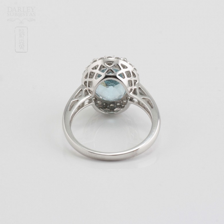 Ring with Aquamarine 4.28cts and diamond  White Gold - 1