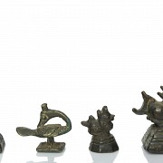 Lot of seven small bronze figures, 19th - 20th century