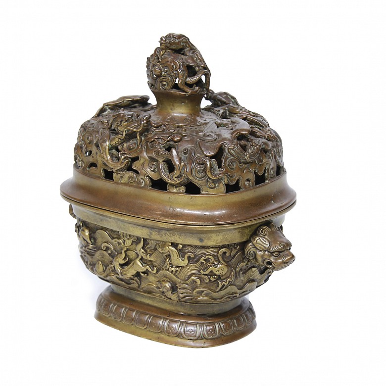 Incensario de bronce dorado, China, Dinastía Ming, s.XVII
