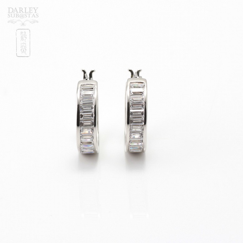 Pair of earrings in silver and rhodium with zirconia - 3