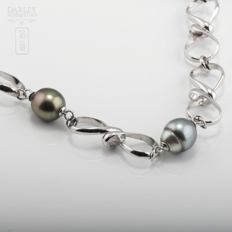 Natural Necklace Tahitian pearls in sterling silver, 925