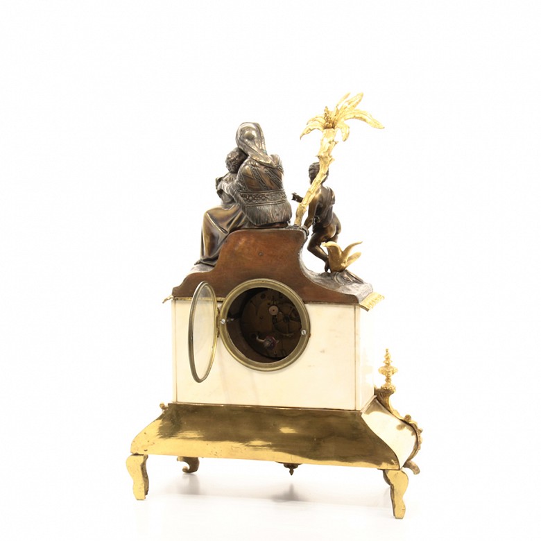 Reloj de mesa de bronce dorado y mármol, Barbot Paris, Finales s.XIX - 3