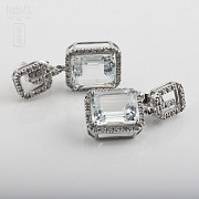 Earrings in 18k white gold with aquamarines and diamonds - 1