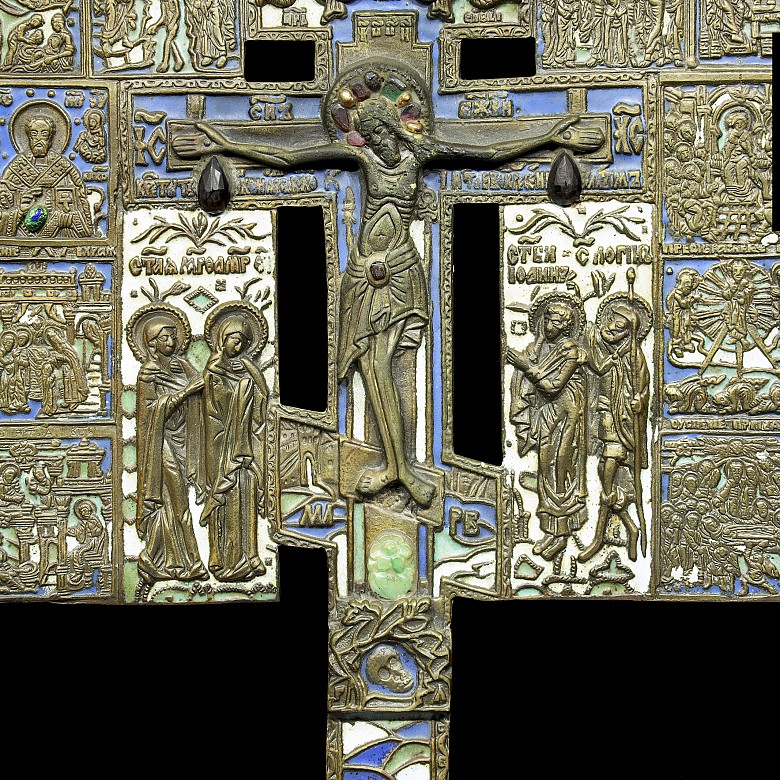 Crucifico procesional bizantino, Rusia, S.XIX
