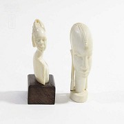 Dos figuras de marfil Africano - 3