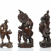 Three wooden sculptures 