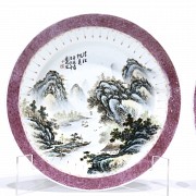 Pair of plates with landscapes, 20th century