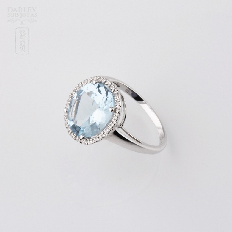 Ring with Aquamarine 4.34cts  and diamond  in 18k - 2