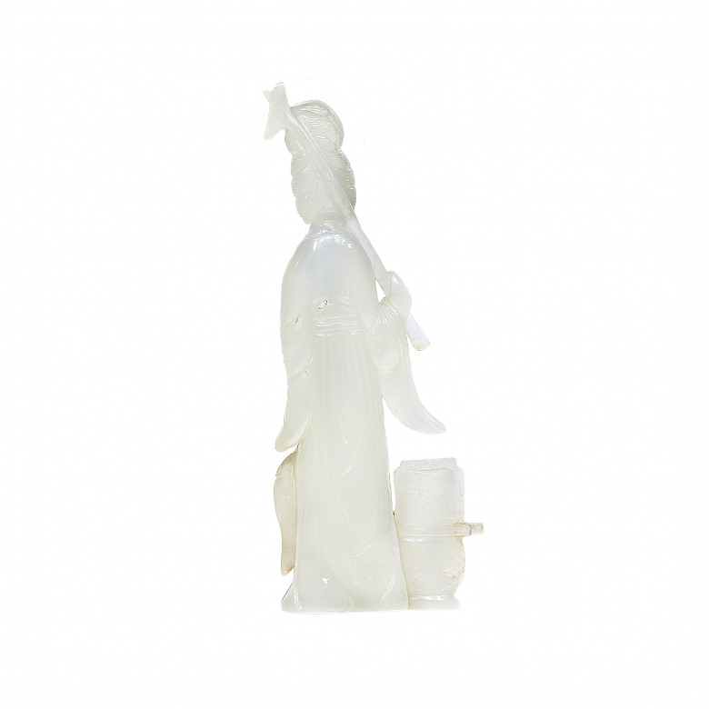 Figura de jade tallado en forma de dama china, ffs.s.XIX - pps.s.XX.