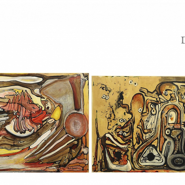 Jose María Doñate (1921 - 1996) Pareja de composiciones abstractas