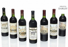 Lote de siete botellas de vino tinto, Ribera del Duero