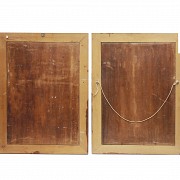 Pareja de paneles de madera tallada, Bali, med.s.XX. - 2