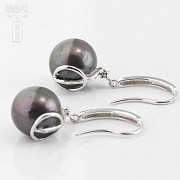 Grey pearl earrings in 18k White Gold - 2