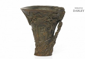 Carved bamboo cup, 20th century
