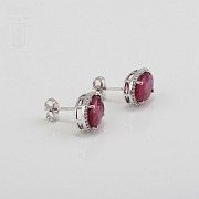 Earrings with ruby 7.86cts and diamonds in White Gold - 1