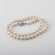 Collar de Perlas blancas  con cierre  de oro blanco - 4