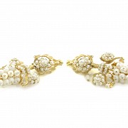 18k yellow gold earrings with pearls in cluster shape