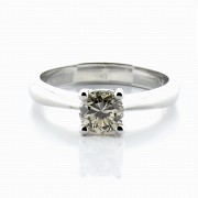 18k white gold and diamond ring with diamond - 2