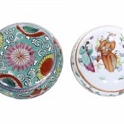 Two enameled porcelain boxes, China, 19th century