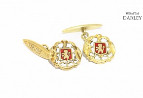 Cufflinks in 18k gold with enamels