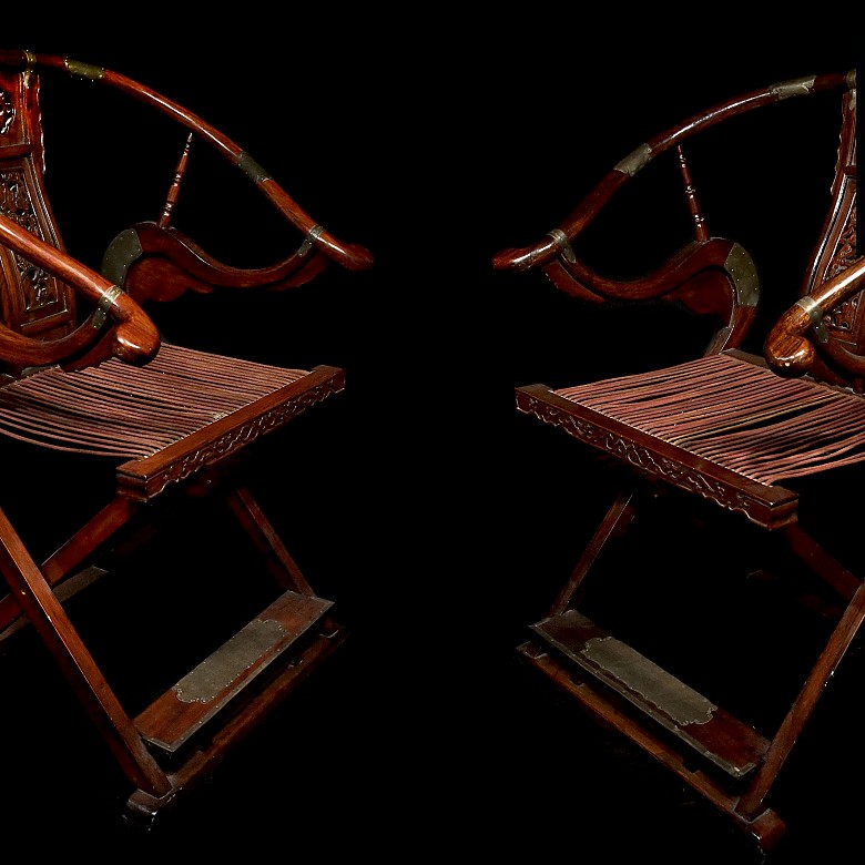 Chinese folding chairs in Ming style, 20th century - 1