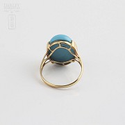 Turquoise set in 18k yellow gold. - 3