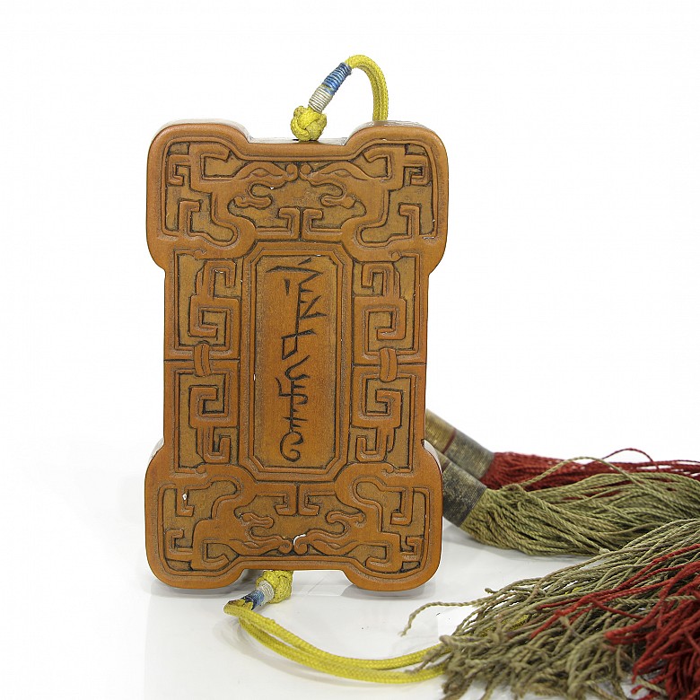 Placa budista en bambú, dinastía Qing