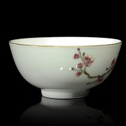 Small enameled bowl with branches, with Qianlong mark