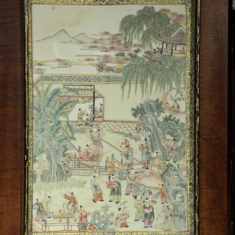 Enamelled porcelain plaque, China, Qing dynasty