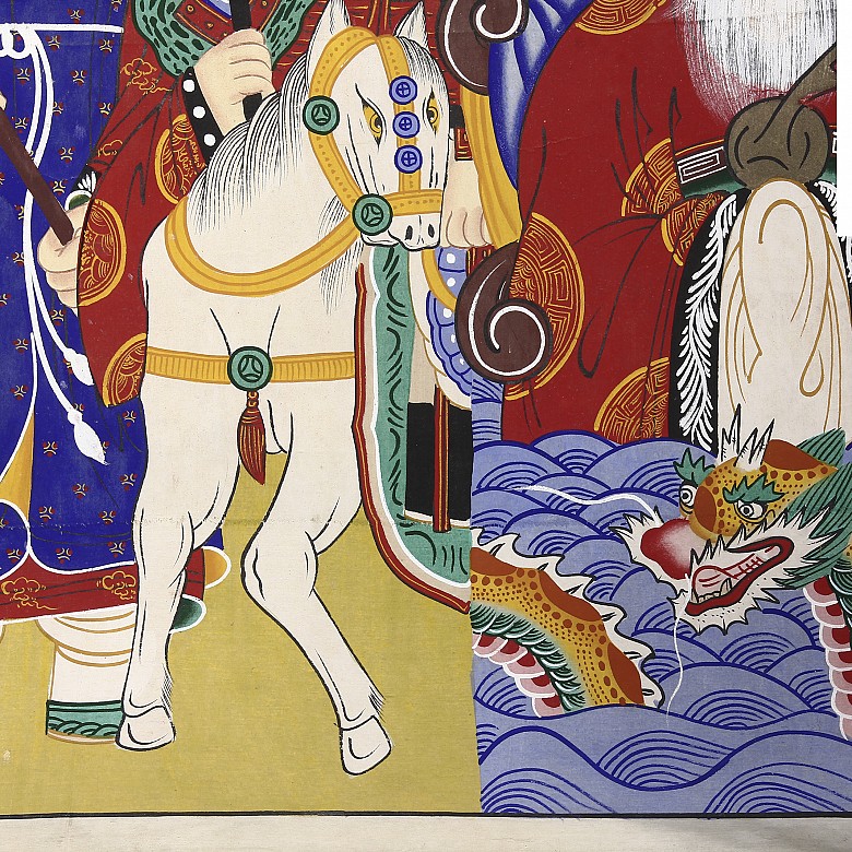 Large painted silk thangka, Korea, 19th-20th century - 7
