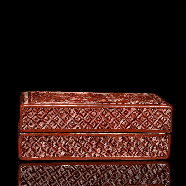 A cinnabar lacquer rectangular box, Qing dynasty