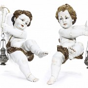 Pair of Algora porcelain angels, 20th century