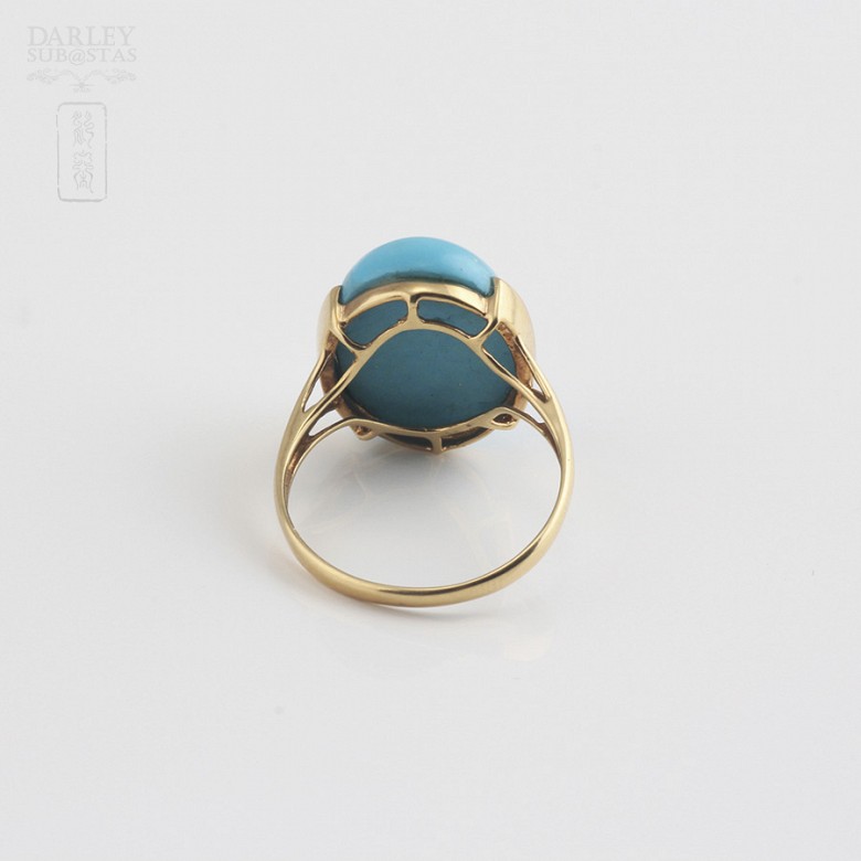 Turquoise set in 18k yellow gold. - 3
