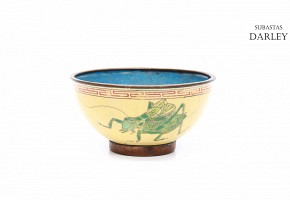 Porcelain and copper bowl, China, early 20th century