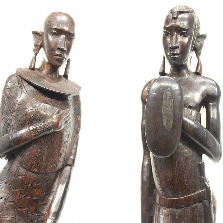 Pair of ebony sculptures, Africa.
