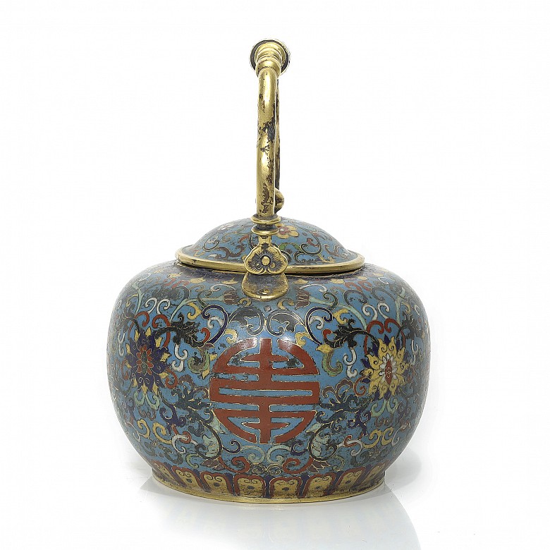 Cloisonné enamel teapot, Qianlong mark
