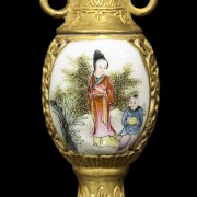 Botella de rapé en porcelana esmaltada, con marca Qianlong - 4