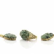 Set in carved jade and 18k gold - 4