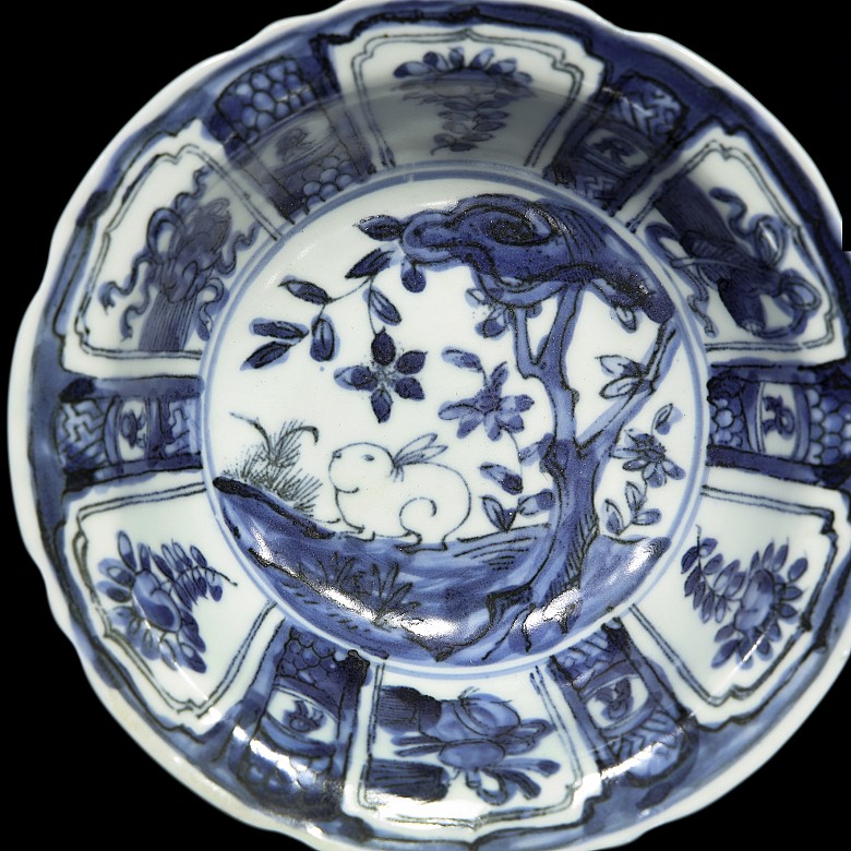 Pair of plates, blue and white, with landscapes, 20th century - 1