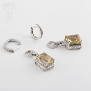 Long earrings with citrine 6.34cts and diamonds in White Gold - 2