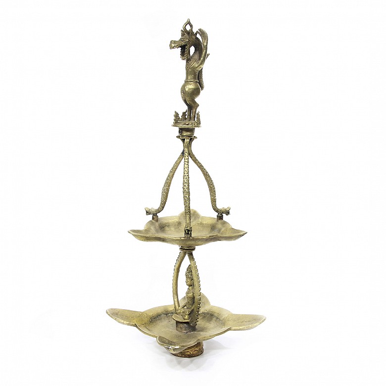 Indonesian brass wall light, early 20th century - 1