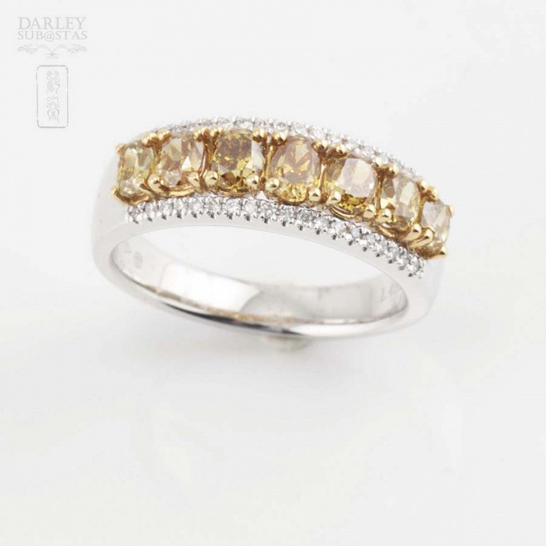 Fantástico anillo oro 18k y diamantes Fancy - 5