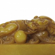 Sello de piedra Shoushan con león chino, S.XX